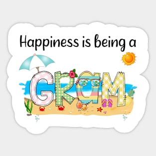 Happiness Is Being A Gram Summer Beach Happy Mother's Day T-Shirt Sticker